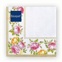 Салфетки бумажные BOUQUET 20шт 33*33см 3сл Скатерть с розами 1/12