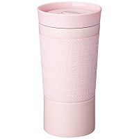 Термокружка 380мл Agness ТЮДОР РОЗОВЫЙ нерж. сталь кнопка-стоппер 709-093