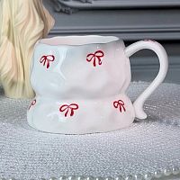 Кружка фарфор 330мл БАНТИКИ красный Lenardi 164-234 1/36