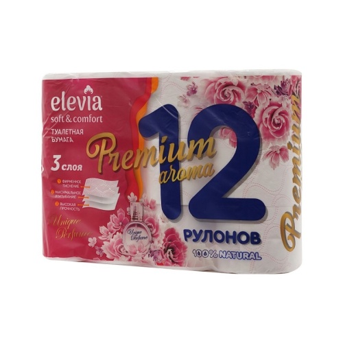 Бумага туалетная ELEVIA 12рул 3сл Premium Aroma 1/5