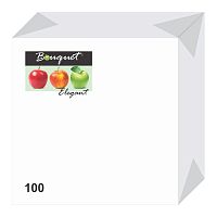 Салфетки бумажные BOUQUET 100шт 24*24см 1сл белые 1/16