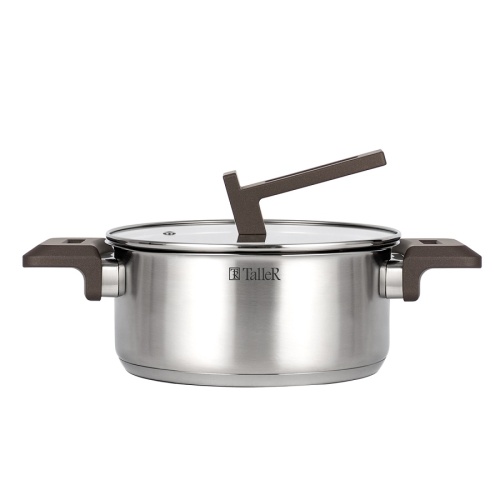 Кастрюля нерж. сталь 2,6л Taller МЕТОД со стекл. крышкой индукция TR-17308