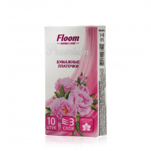 Платочки бумажные FLOOM 10шт 3сл цветочные 1/10