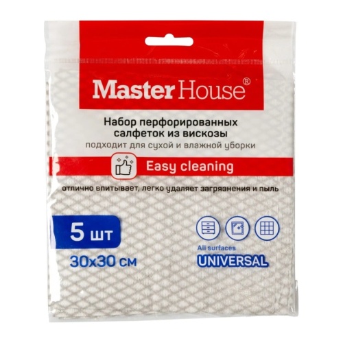 Салфетки для уборки 5шт 30*30см МОЙ АККУРАТНЫЙ вискоза Master House 60133