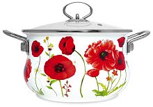 Кастрюля 6.0л Lara эмаль/МАКИ d=26см h=15,5см стекл. крышка, 3 слойное прокрытие, индукция LR02-754