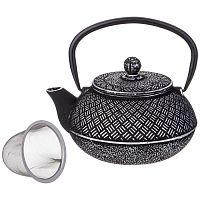 Чайник заварочный чугун 800мл Lefard ЭМАЛЬ ЧЕРНЫЙ с ситом 734-094