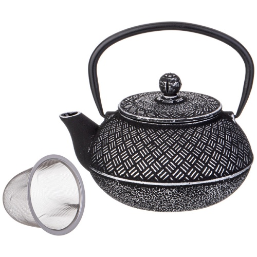 Чайник заварочный чугун 800мл Lefard ЭМАЛЬ ЧЕРНЫЙ с ситом 734-094