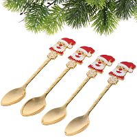 Набор ложек десертных 4шт ДЕД МОРОЗ золото 889-0431