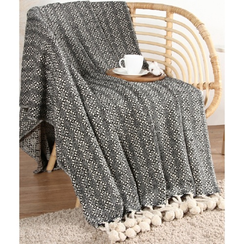 Плед 220*240см хлопок ETHNICS с помпонами SL Home 10611699