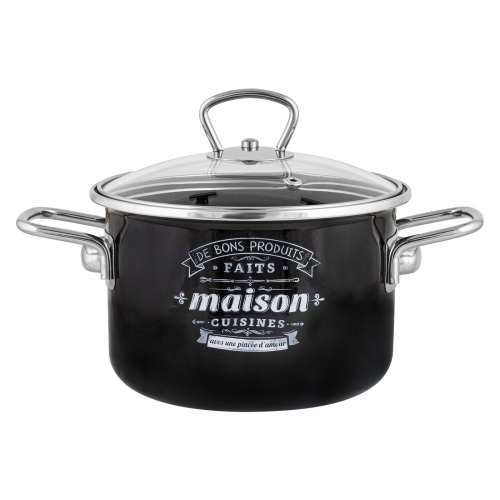 Кастрюля эмаль 3,0л Appetite MAISON цилиндрическая со стекл. крышкой индукция 1SD185S