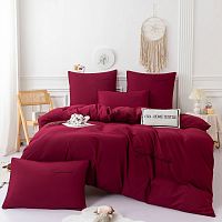 КПБ 1,5сп сатин 70*70см однотонный ВЫШИВКА бордовый Viva Home Textile
