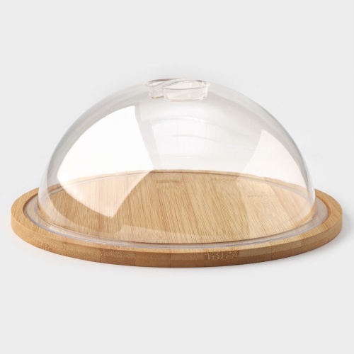 Блюдо из бамбука 24см КЛОШ круглое с крышкой Доляна 6781031
