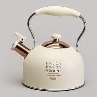 Чайник нерж. сталь 2,5л Agness ТЮДОР БЕЛЫЙ свисток складная ручка индукция 914-160