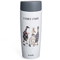 Термокружка 360мл Agness FAMILY FARM ГУСИ нерж. сталь кнопка-стоппер 709-121