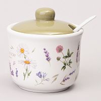 Сахарница керамика 300мл 10*9,5см FLOWER STORY с ложкой Agness 358-2186