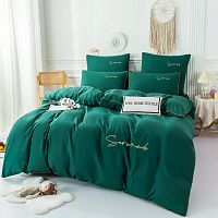 КПБ 1,5сп сатин 70*70см однотонный ВЫШИВКА изумрудный Viva Home Textile