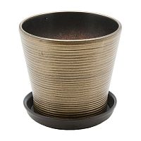 Горшок керамика 16,5*14,8см 1,8л БРОНЗОВЫЙ с подставкой (глянец) Магамакс BH-05-13