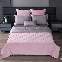КПБ Евро сатин 50*70см+70*70см VELVET PREMIUM с одеялом (розовый) Viva Home Textile