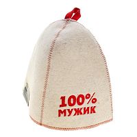 Шапка банная войлок 100% мужик белый с принтом Б40307 EVA