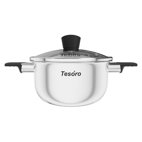 Кастрюля нерж. сталь 2,0л Tesoro MODICA со стекл. крышкой индукция КС520