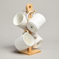 Набор кружек фарфор 4шт 380мл MEADOW на подставке Lefard 587-206