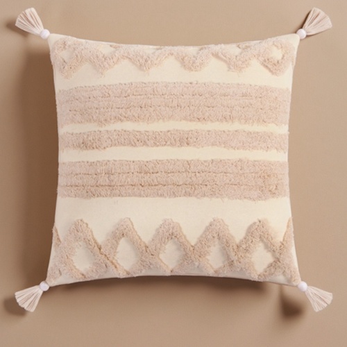 Наволочка декоративная 45*45см хлопок БОХО Полосы с кисточками (молочный) Этель 9691608