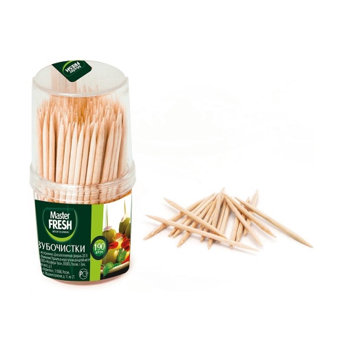 Зубочистки MASTER FRESH 190шт банка 1/20