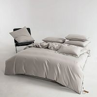 КПБ 2,0сп (простыня на резинке) сатин 50*70см+70*70см однотонный ЭЛИТНЫЙ серебристый Viva Home Textile