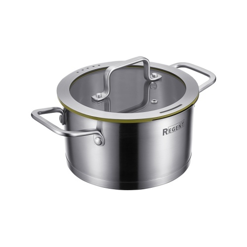 Кастрюля нерж. сталь 4,5л Regent PALERMO со стекл. крышкой индукция 77-0522