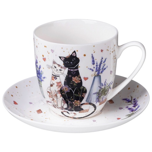 Чайная пара фарфор 350мл ЛАВАНДОВЫЕ КОТЫ Lefard 425-174