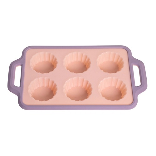 Форма для выпечки силикон Кексы 6 ячеек 34*19,5см AURORA с ручками Attribute ABA111