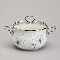 Кастрюля эмаль 2,8л Agness DANDELION со стекл. крышкой индукция 943-057