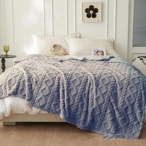 Плед 150*200см велсофт ШЕРПА косичка серый Vse Doma