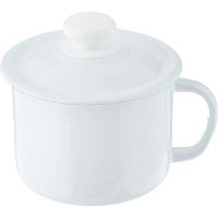 Кружка эмаль 1,0л с крышкой (белый) Лысьва 0207П2
