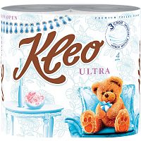 Бумага туалетная KLEO 4рул 3сл Ultra белая 1/18