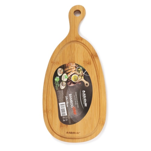 Доска разделочная бамбук 39*18см BAMBOO CURVE с ручкой Attribute ABX172