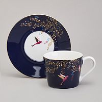 Чайная пара фарфор 220мл GOLDEN BIRDS СИНИЙ Lefard 419-127