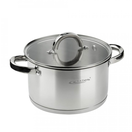 Кастрюля нерж. сталь 3,5л Катунь ЭТНА со стекл. крышкой индукция КТ21-D-20