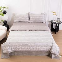 КПБ Евро (простыня на резинке) сатин 50*70см ВОЛНЫ с одеялом Viva Home Textile