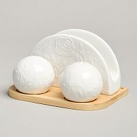 Набор для специй фарфор 4пр (2 баночки+салфетница+подставка) MEADOW Lefard 587-216