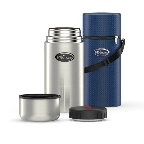 Термос суповой 1000мл Biostal ш/г нерж. сталь кнопка крышка-чашка (чехол) NT-1000