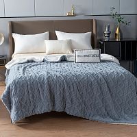 Плед 200*230см микрофибра FLUFFY КОСИЧКА синий Viva Home Textile