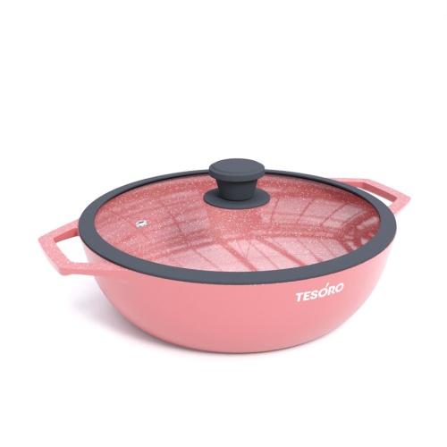 Жаровня 3,0л Tesoro FLORENCE TOTAL PINK литой алюм. АП со стекл. крышкой индукция TF6530tpi