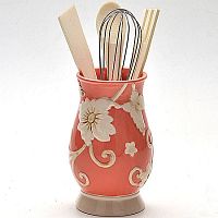 Подставка для столовых приборов +5пр Розы корал/голубой LORAINE 22447