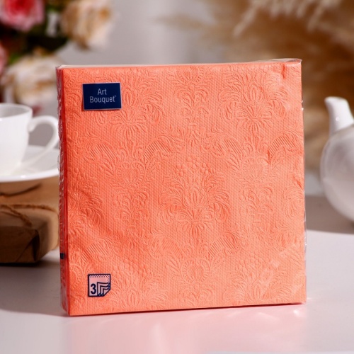 Салфетки бумажные ART BOUQUET 16шт 33*33см 3сл Барокко Персиковый 1/12