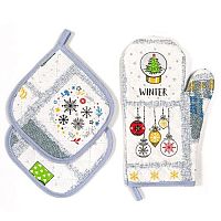 Комплект кухонный рогожка 3пр ХЮГГЕ (прихватка 2шт+рукавица) №2 Арт Дизайн