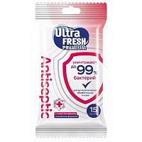 Салфетки влажные ULTRA FRESH 15шт Premium Antiseptic с хлоргексидином 1/120