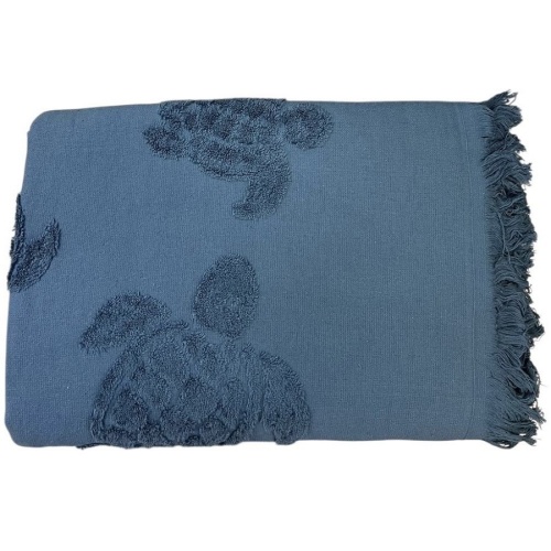 Полотенце махровое 100*150см ЧЕРЕПАШКИ 450г/м2 джинс 5712