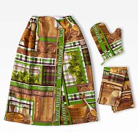 Комплект банный вафельный 3пр С ЛЕГКИМ ПАРОМ (накидка+рукавица+полотенце) Текс Дизайн