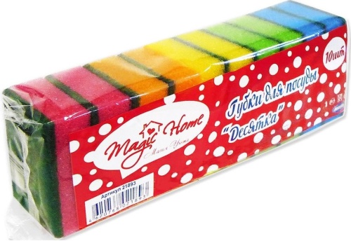 Губки для посуды 10шт 8*5*2,5см ДЕСЯТКА Magic Home 21893